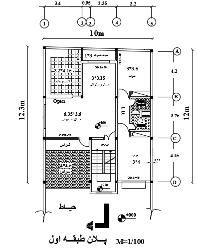 10x13m architecture second floor house plan AutoCAD model is given