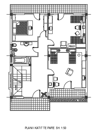 10x13m architecture second floor house plan CAD drawing