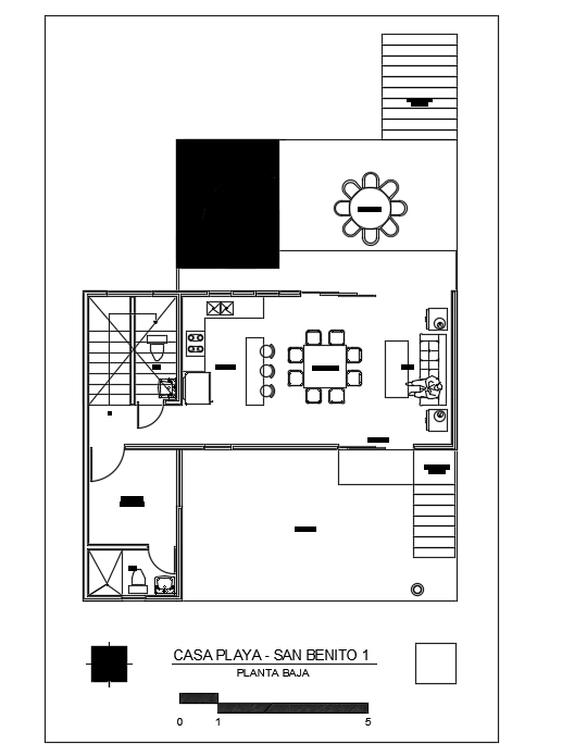 10x13m double story villa ground floor plan 2d CAD drawing