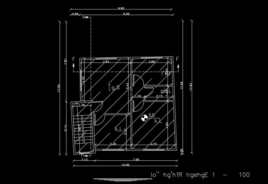 10x13m house design front portion is given in this AutoCAD drawing model
