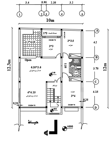 10x13m house plan first floor AutoCAD drawing is given in this file