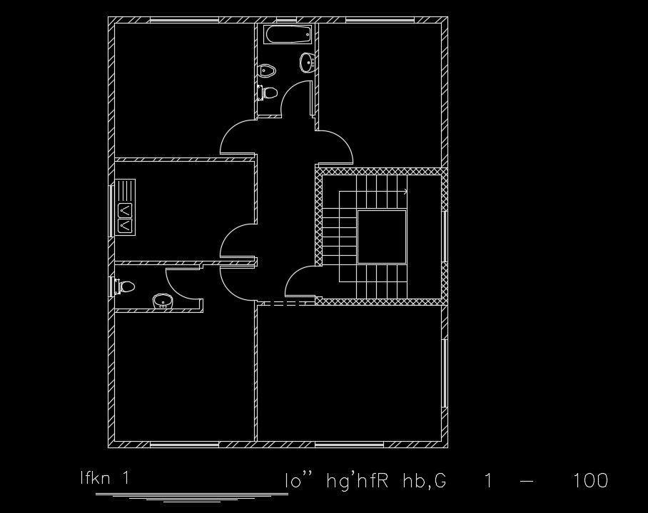 10x13m house plan of the kitchen & bathroom block AutoCAD drawing