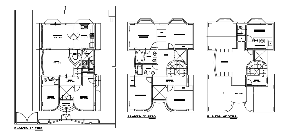 10x13m wonderful three story bungalow house plan is given in this file