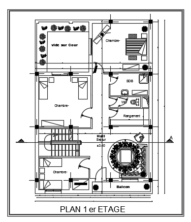 10x14m first floor house plan CAD model is given in this file