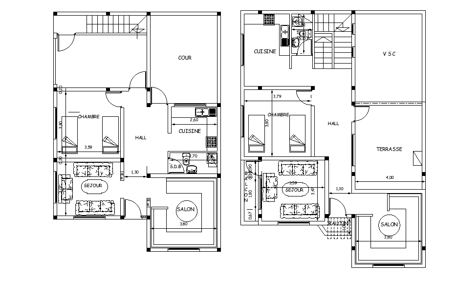 10x14m house plan is given in this Autocad drawing file. Download now.