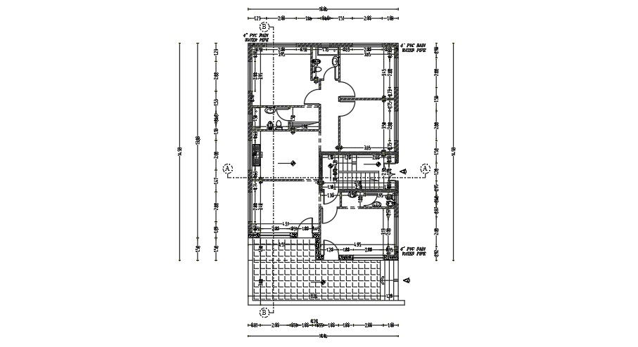 10x15m 2D house plan AutoCAD drawing