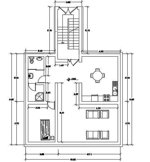 10x15m architecture 1bhk first floor house plan CAD model