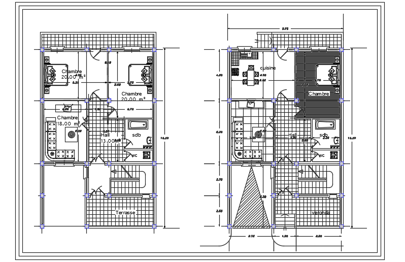 10x15m double story villa plan cad model is given in this file