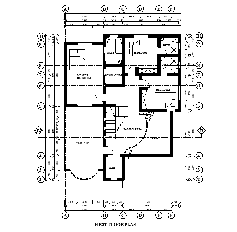 10x15m first floor house plan is given in this Autocad drawing file.Download now.
