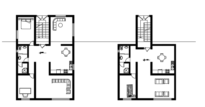 10x15m House Floor Plan with Furniture AutoCAD DWG File
