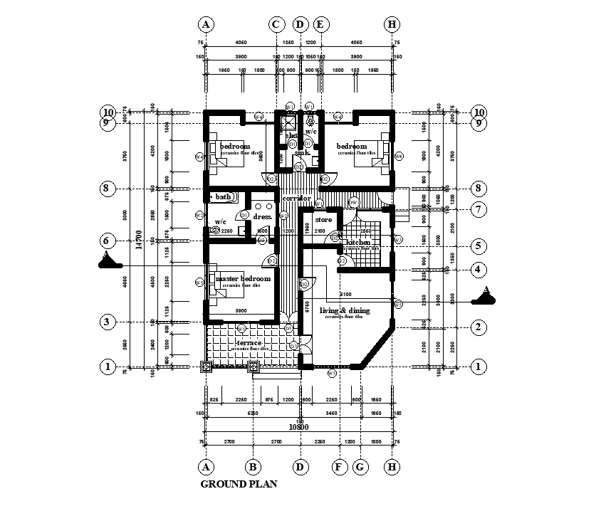 10x15m house plan is given in this Autocad drawing model. Download now.