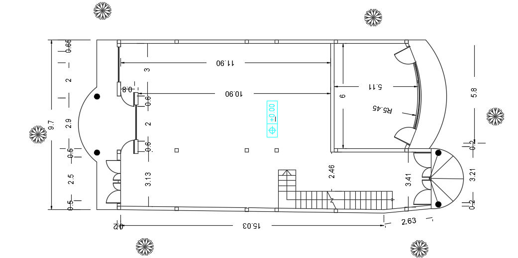 10x15m house plan layout cad drawing is given in this file