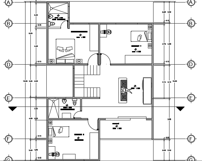 10x15m residential first floor house plan CAD drawing