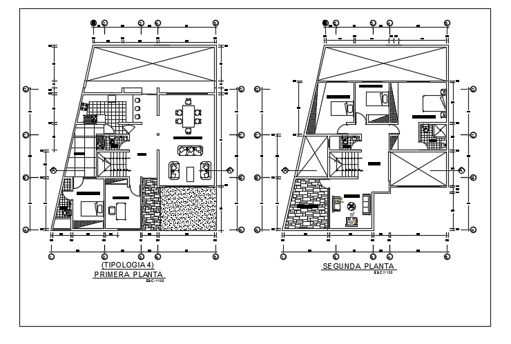 10x15m two story house plan AutoCAD drawing is given in this file