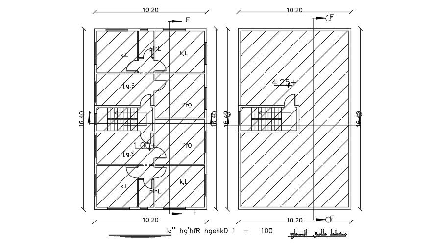 10x16m architecture 2D AutoCAD drawing house plan