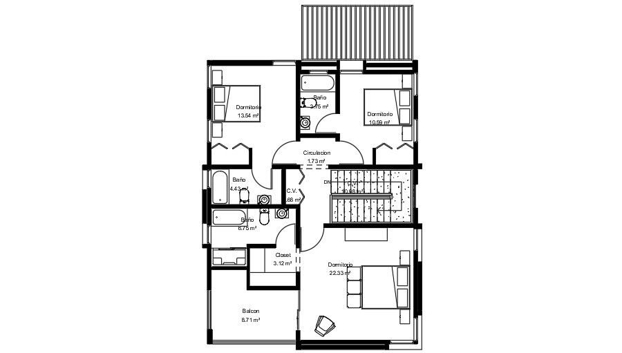 10x16m first floor house plan AutoCAD drawing model