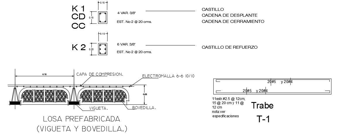 10x16m house building column cross section drawing