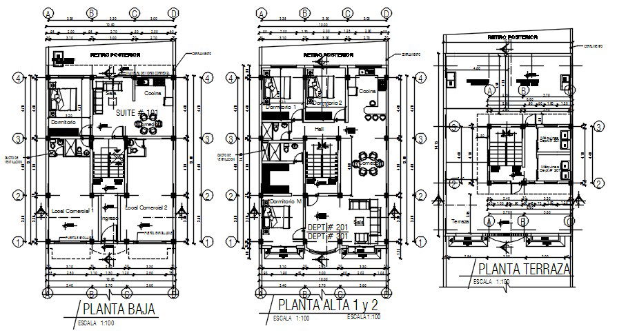 10x16m house plan is presented in this Autocad drawing file. Download the Autocad file.