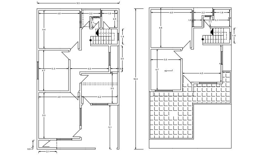 10x16m luxury house plan layout AutoCAD drawing