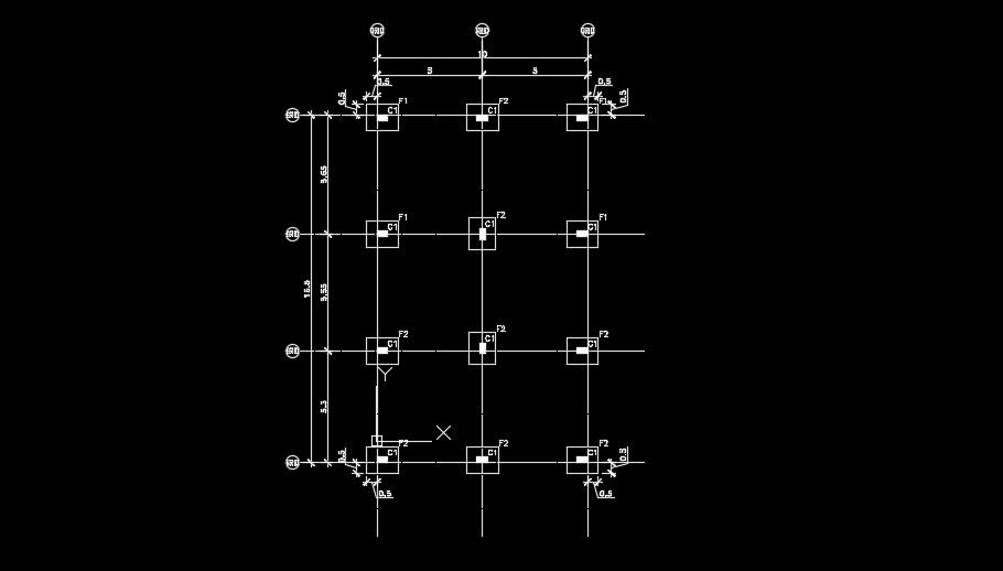 10x16m slab plan of the column location detail drawing