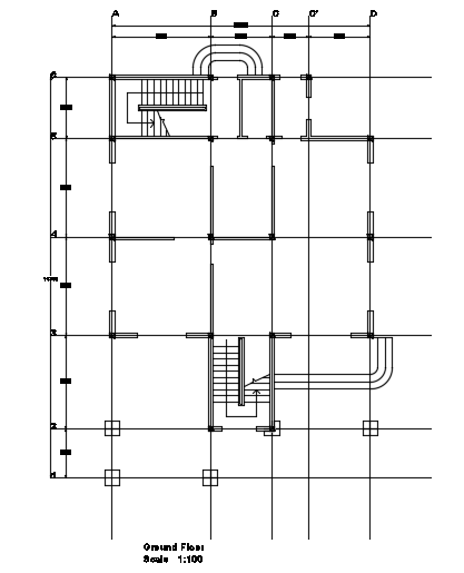 10x17m two story house plan foundation layout is given in this CAD file