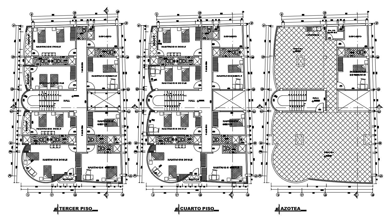 10x18m hotel plan is given in this Autocad drawing file.Download now.