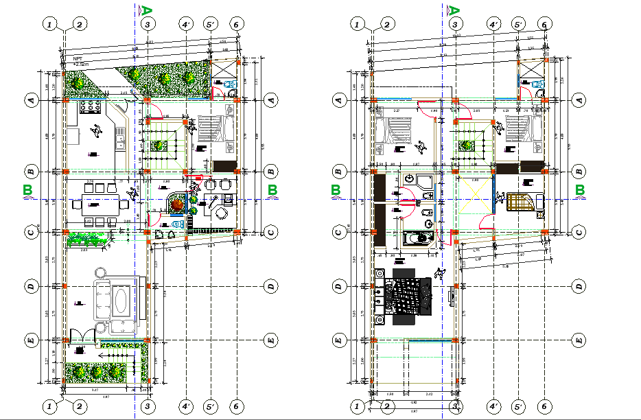 10x18m house plan is given in this 2D AutoCAD DWG drawing file