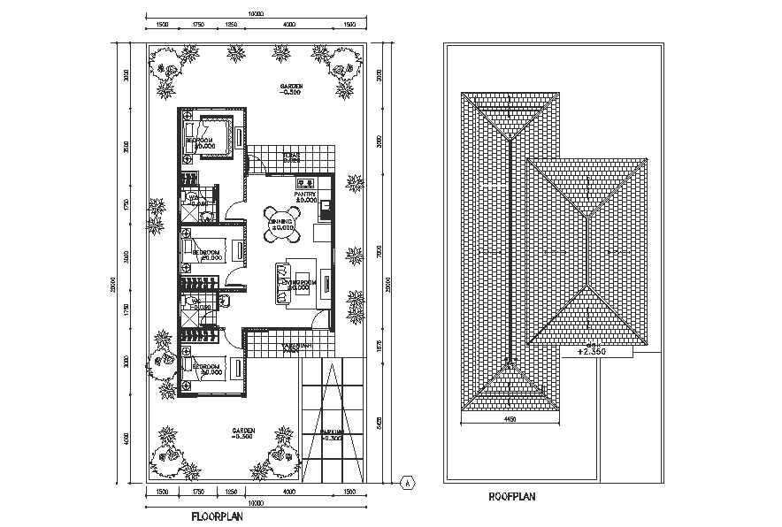10x20 Meter House Floor Plan DWG File