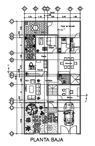 10x22m ground floor house plan AutoCAD file