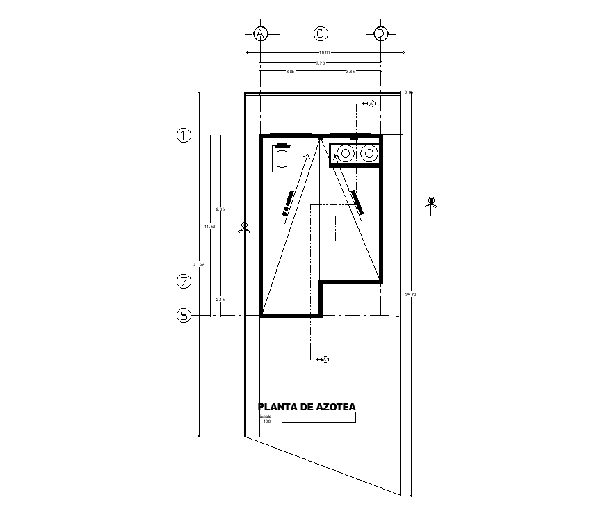 10x22m villa roof plan is given in this AutoCAD drawing model. Download now.