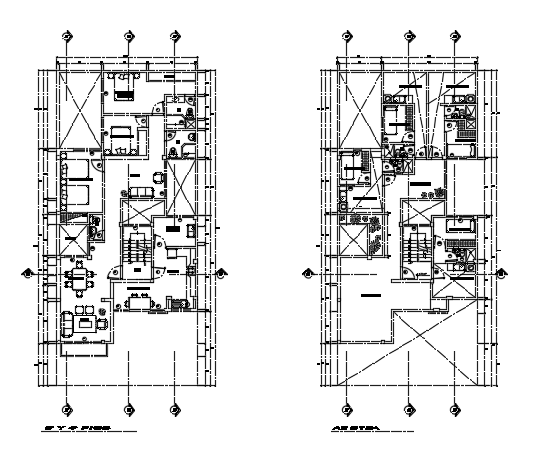 10x23m multifamily house second floor plan AutoCAD model is given