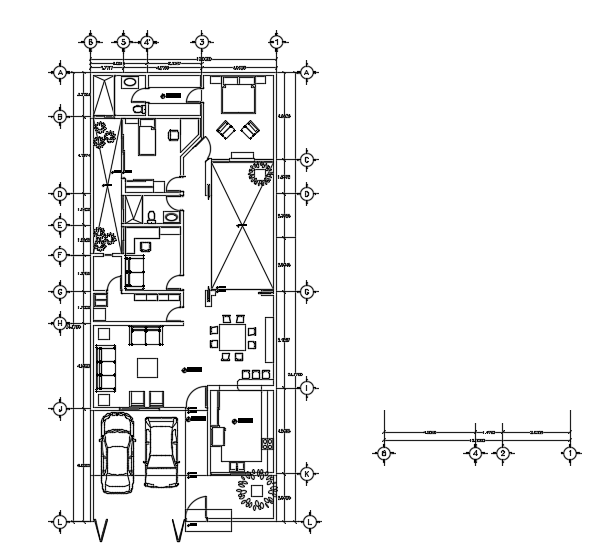 10x24m architecture single story house plan cad drawing