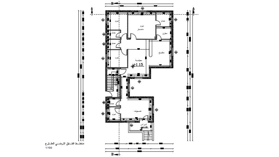 10x28 Meter House Ground Floor Plan CAD Layout