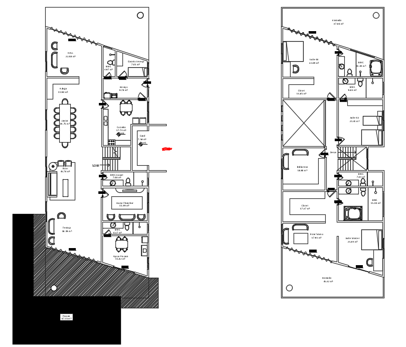 10x29m House Plan with Furniture Layout AutoCAD DWG Drawing
