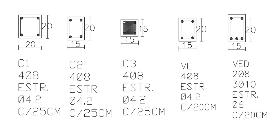 10x30m house building column layout cad drawing is given in this file