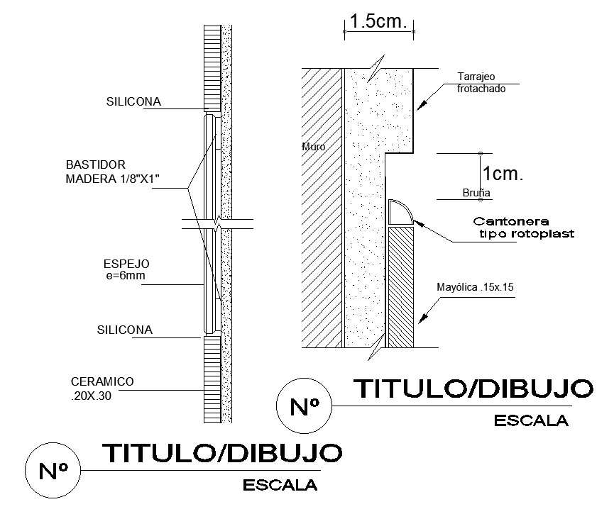 10x4m bedroom wall structure detail is given in this Autocad drawing file. Download now.