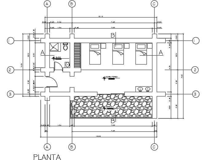 10x6m bedroom plan AutoCAD drawing is given in this file