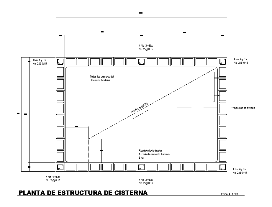 10x7m cistern (water tank) is given in this AutoCAD drawing model. Download now.