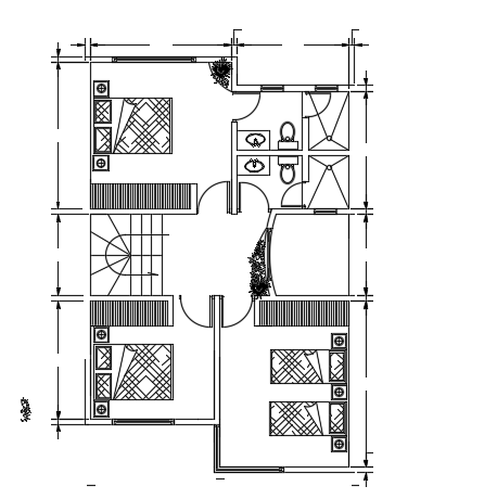 10x7m First Floor Furniture Location AutoCAD 2D House Plan