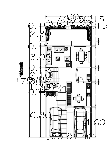 10x7m ground floor architecture house plan with two car parking
