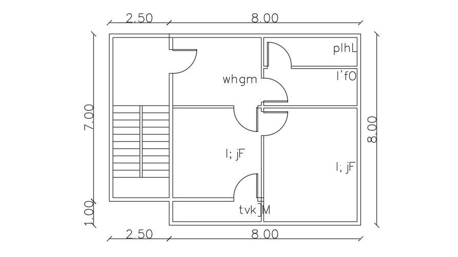 10x8 Meter House Floor Plan CAD DWG File