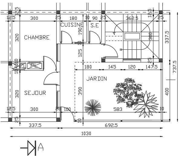 10x8m architecture ground floor plan cad drawing is given in this file