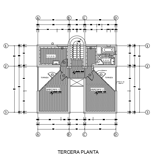 10x8m house plan third floor DWG drawing file is given