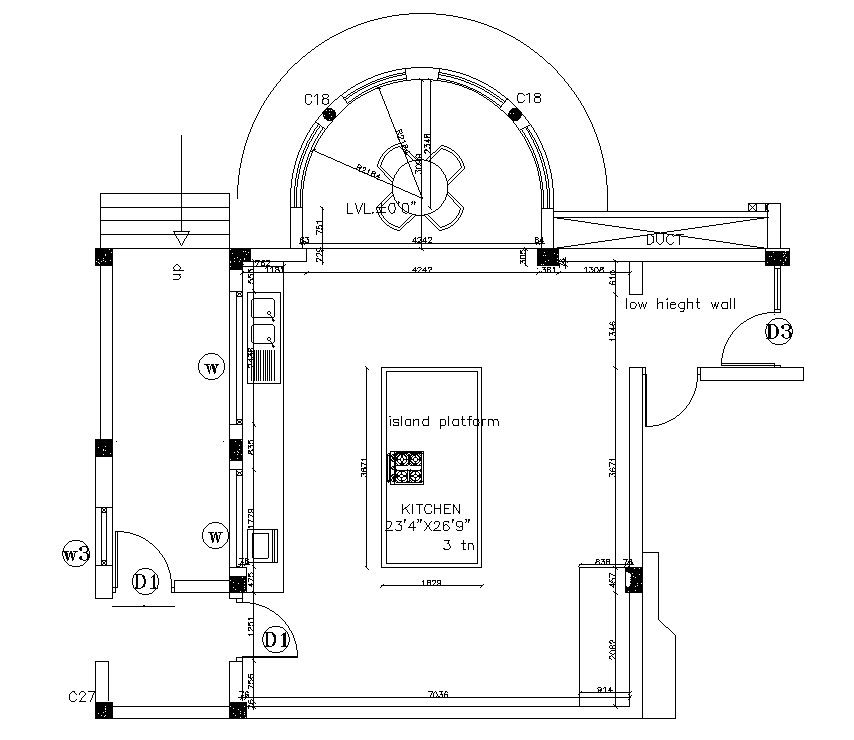 10x8m kitchen plan is given in this Autocad drawing file. Download now.