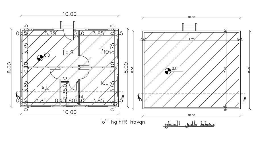 10x8m residential house plan AutoCAD 2D model drawing