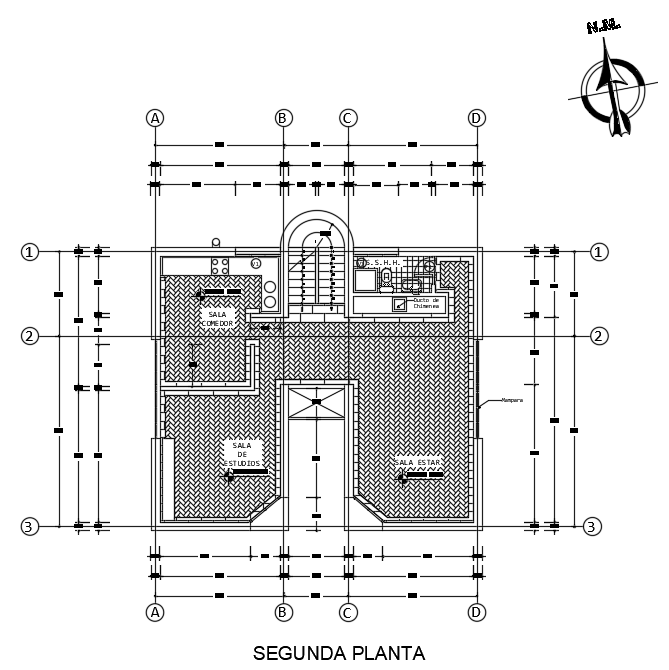 10x8m second floor house plan AutoCAD model