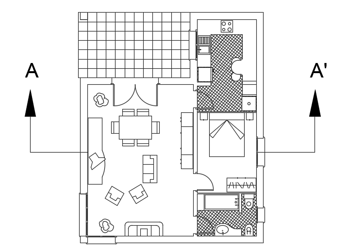 10x8m simple architecture house plan cad drawing is given in this file