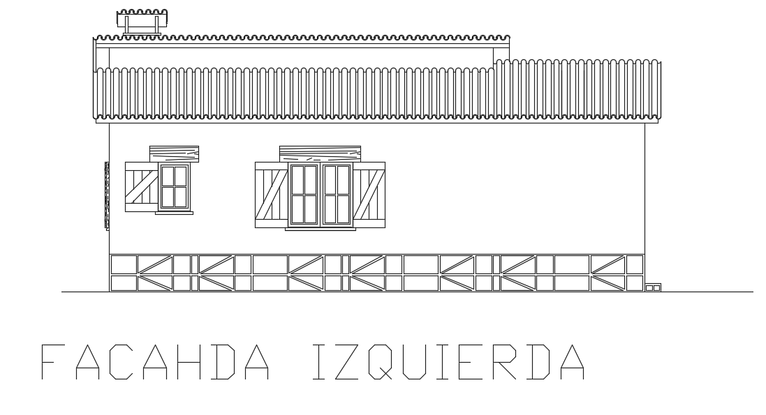 10x8m Single-Story House Left Side Elevation DWG Drawing
