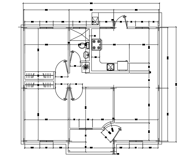 10x8m single story residential house plan 2d drawing is given