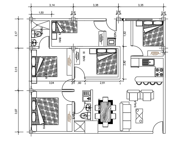 10x9m architecture 5bhk house plan cad drawing is given in this file